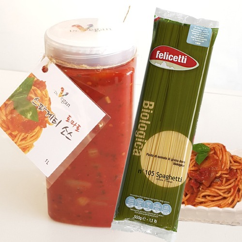 토마토 스파게티 소스 1kg(5인분)+유기농 펠레체티 스파게티 500g / 채식 비건식품, 냉장배송